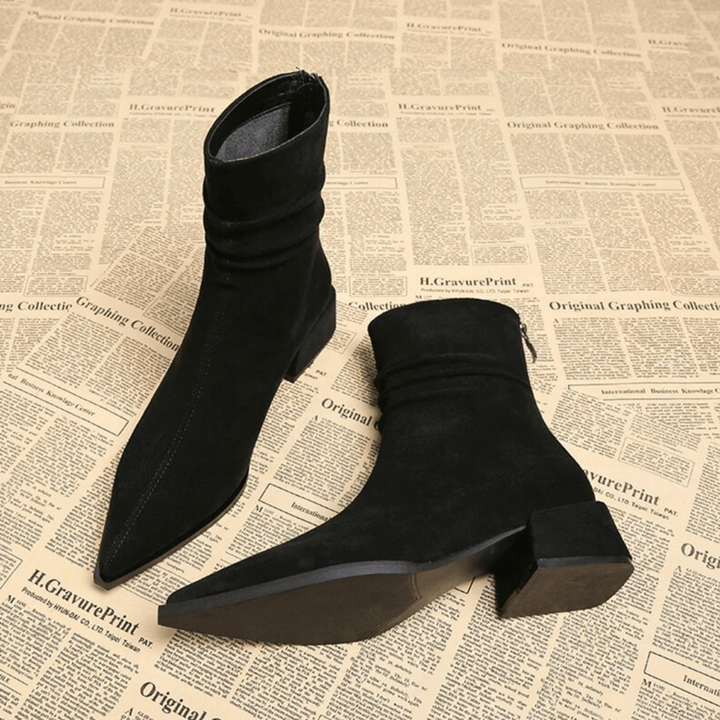 Boots For Women | Pointed Toe Ankle Block Heel