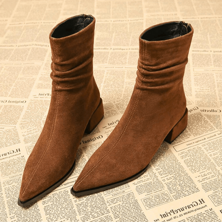 Boots For Women | Pointed Toe Ankle Block Heel
