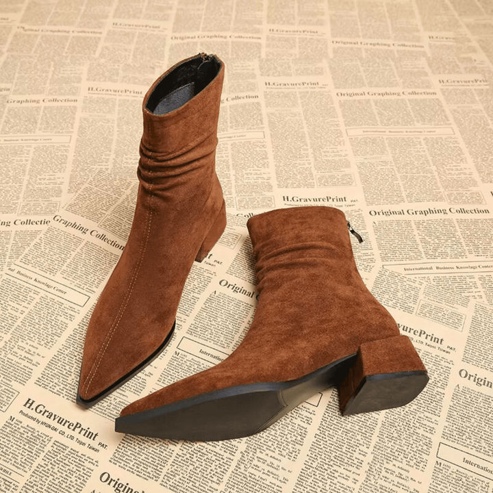 Boots For Women | Pointed Toe Ankle Block Heel