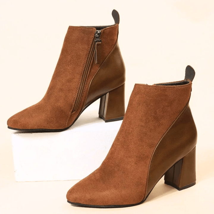 Boots For Women | Ankle Block Heel With Side Zipper