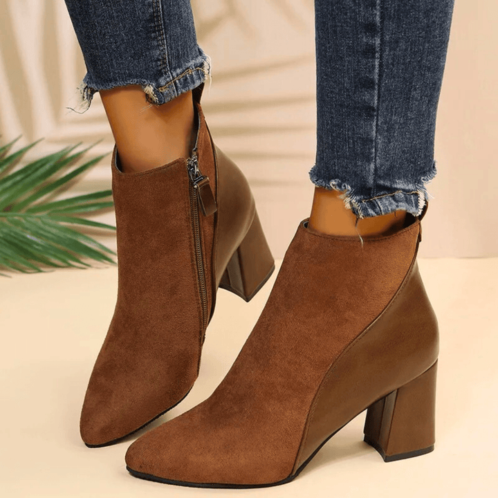 Boots For Women | Ankle Block Heel With Side Zipper