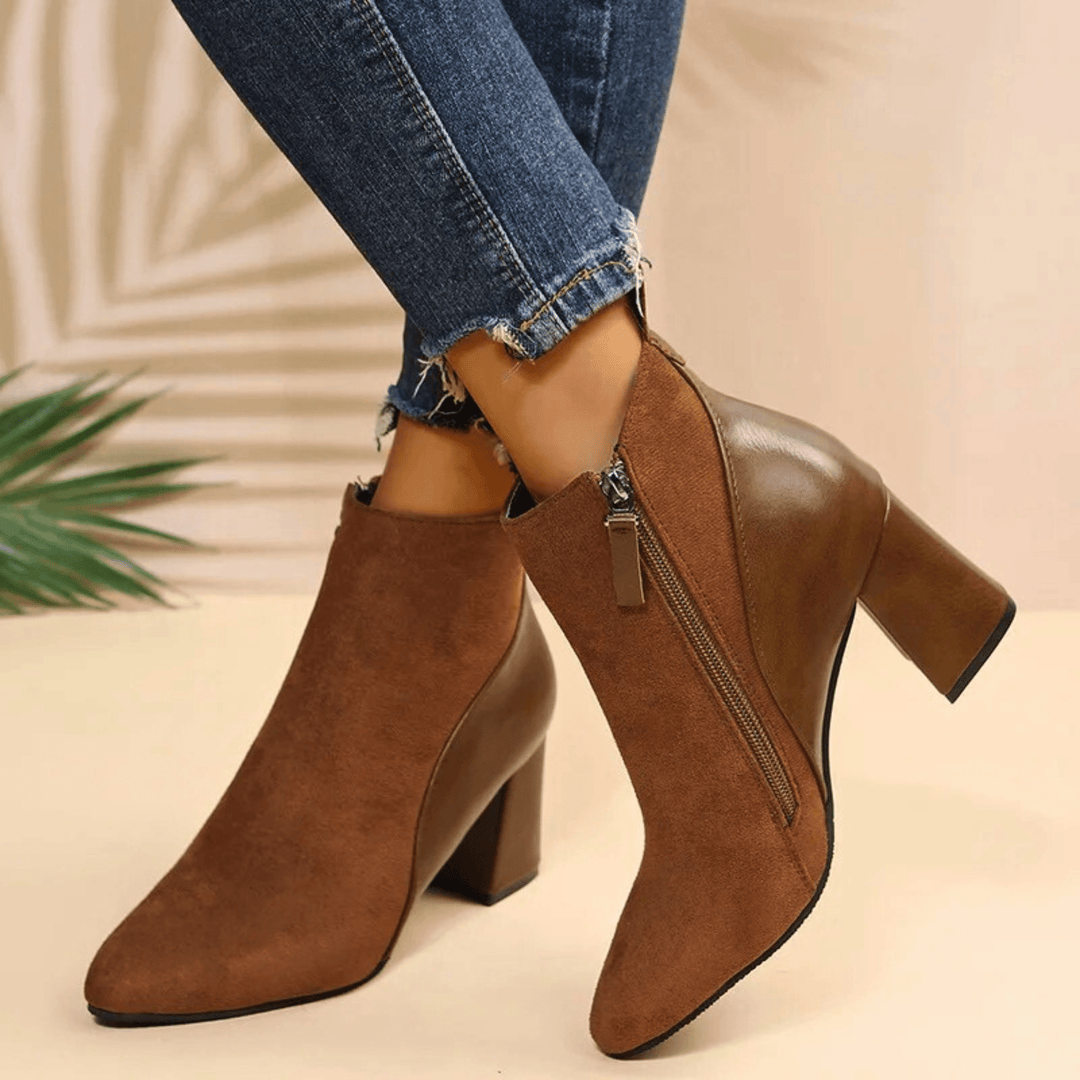 Boots For Women | Ankle Block Heel With Side Zipper