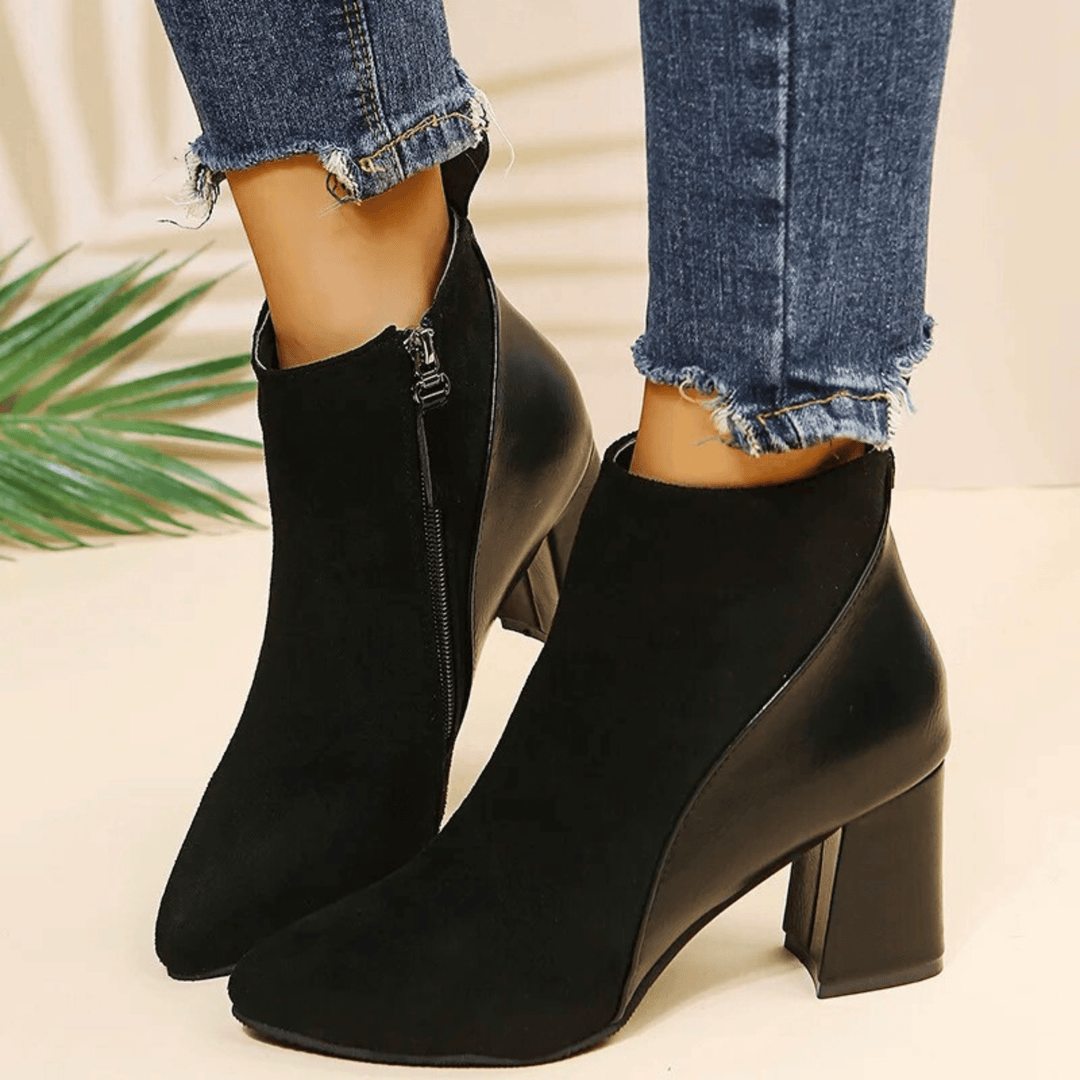 Boots For Women | Ankle Block Heel With Side Zipper