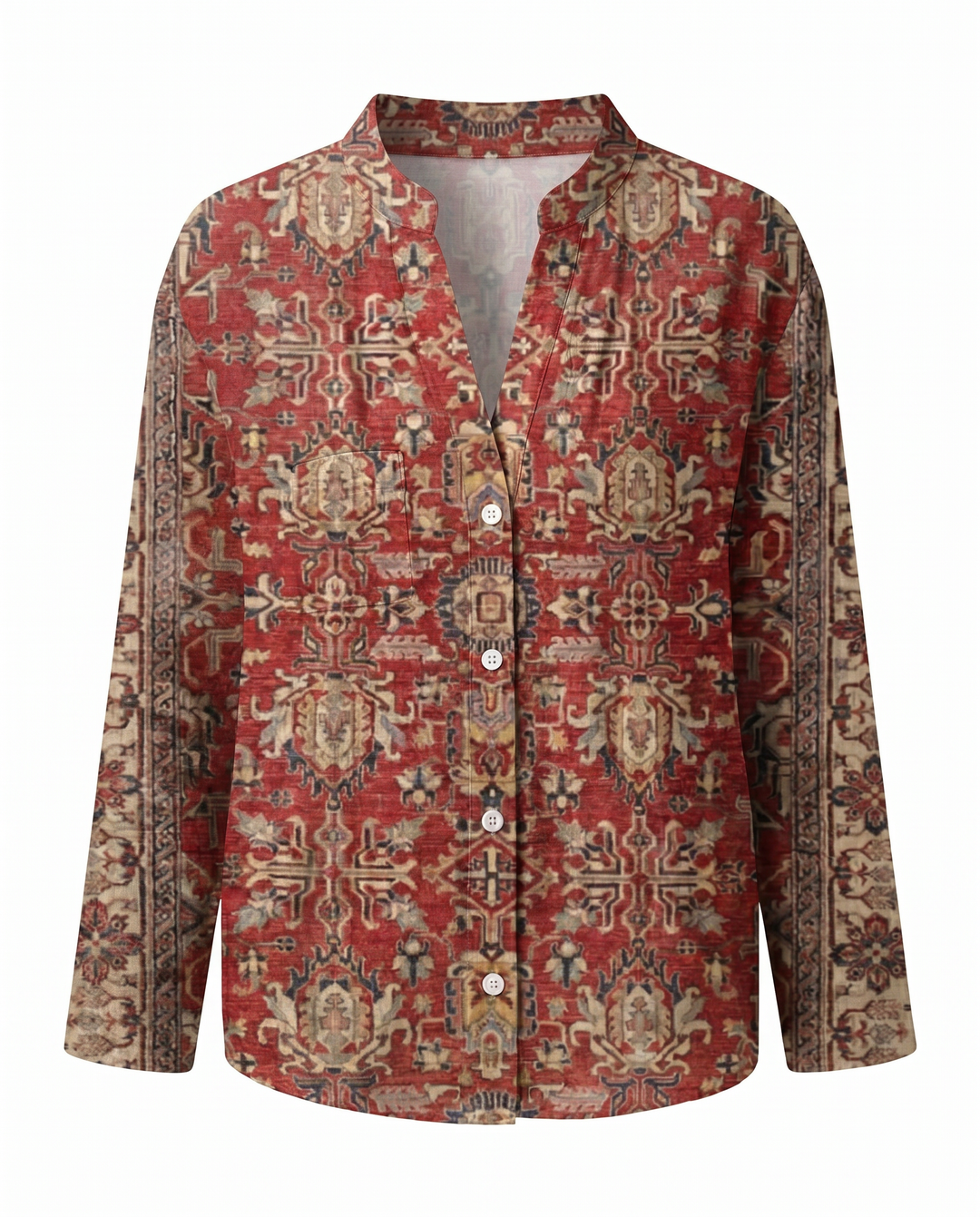 Women’s Blouse | Printed V-Neck Long Sleeve
