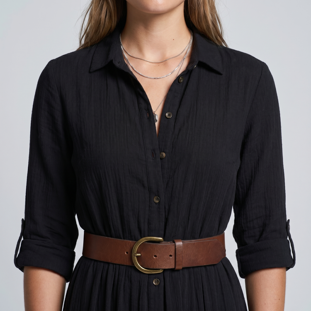 Women’s Dress | Button Front Belted Maxi