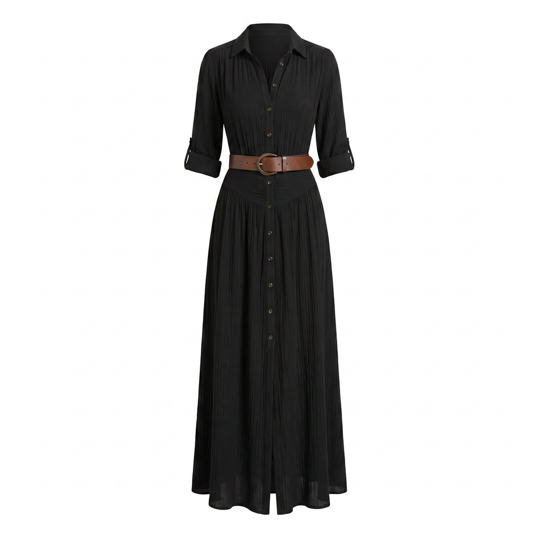 Women’s Dress | Button Front Belted Maxi