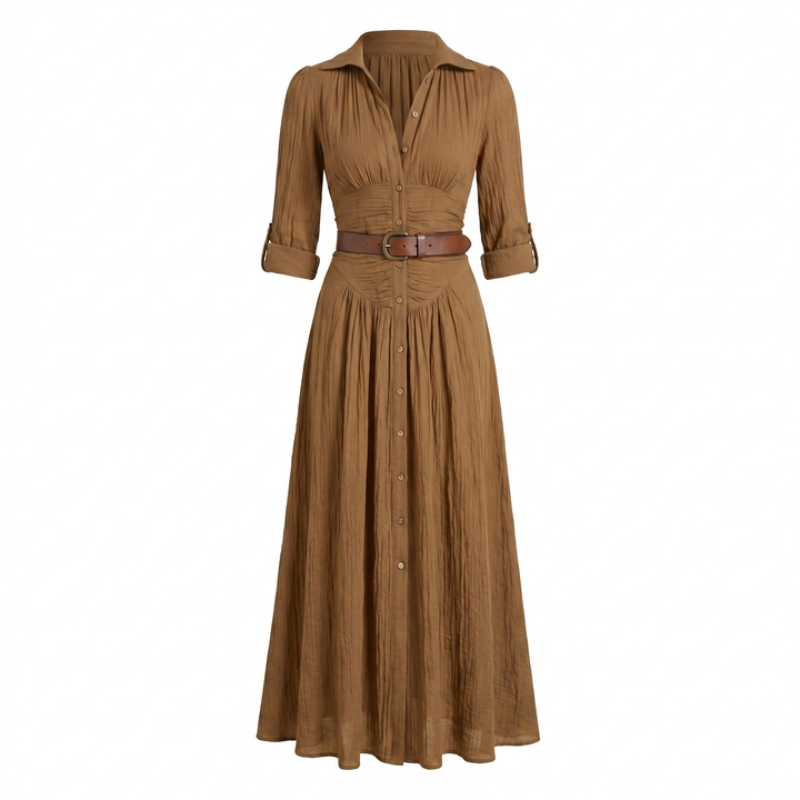 Women’s Dress | Button Front Belted Maxi