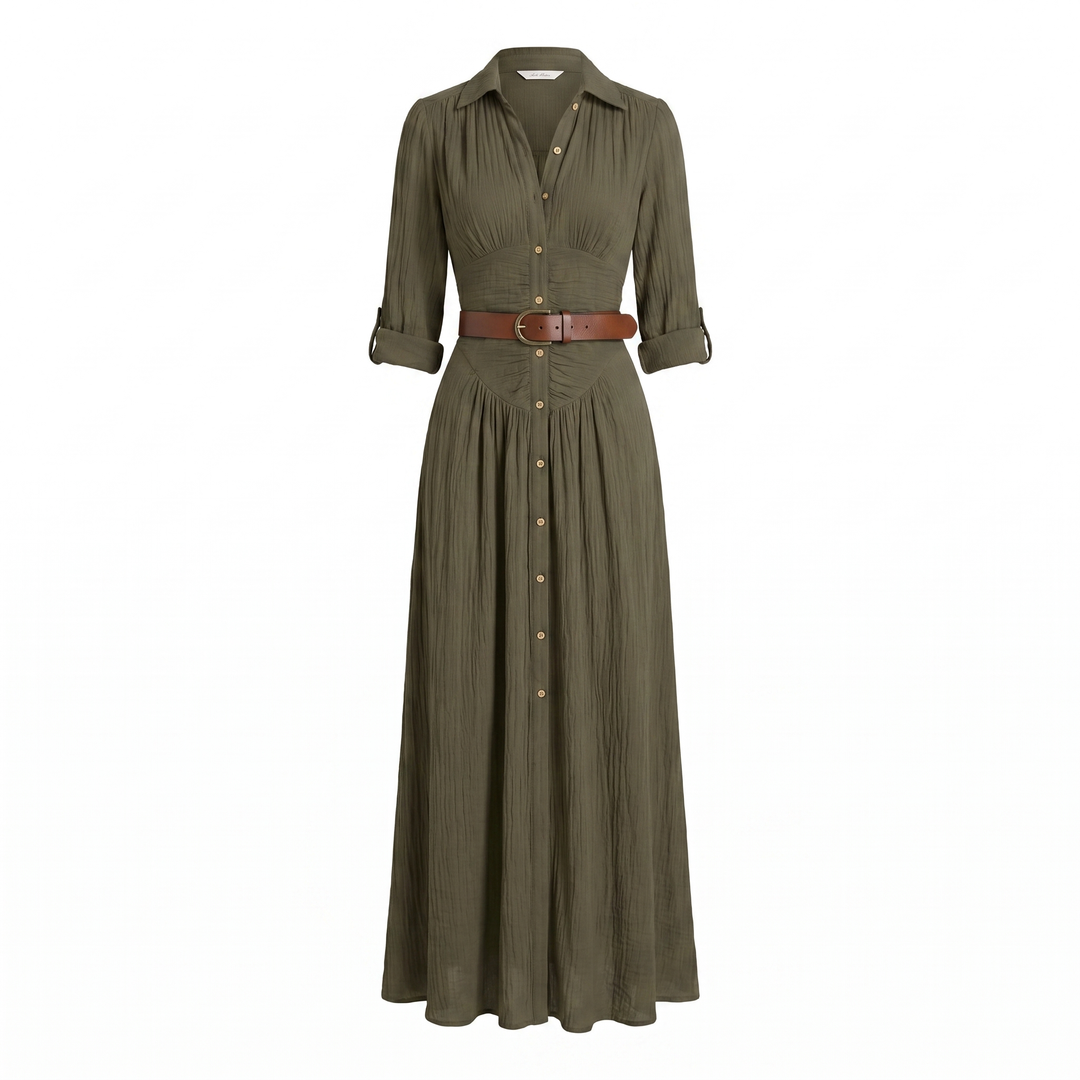 Women’s Dress | Button Front Belted Maxi