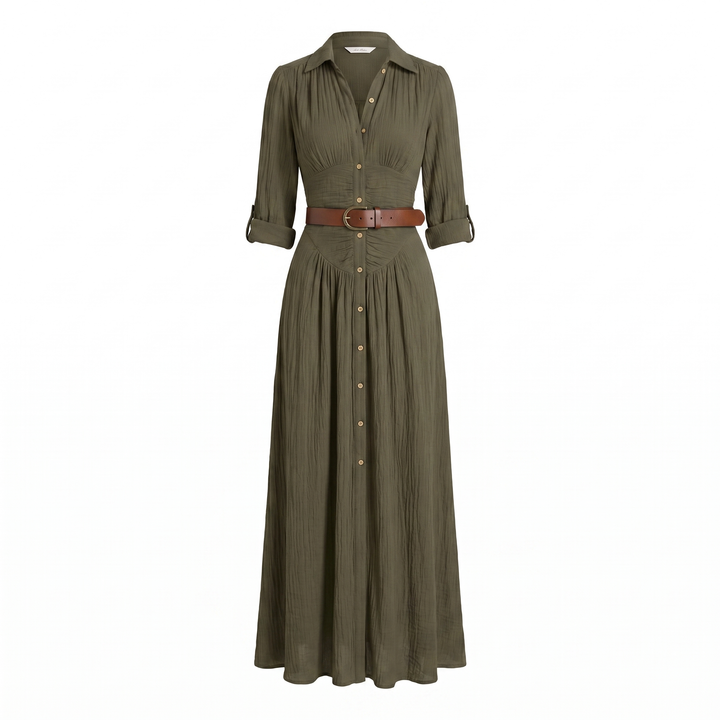 Women’s Dress | Button Front Belted Maxi