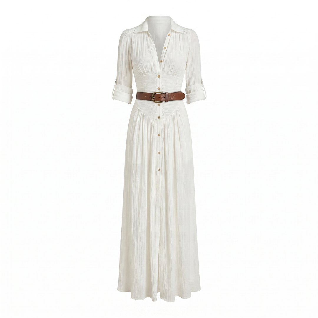 Women’s Dress | Button Front Belted Maxi