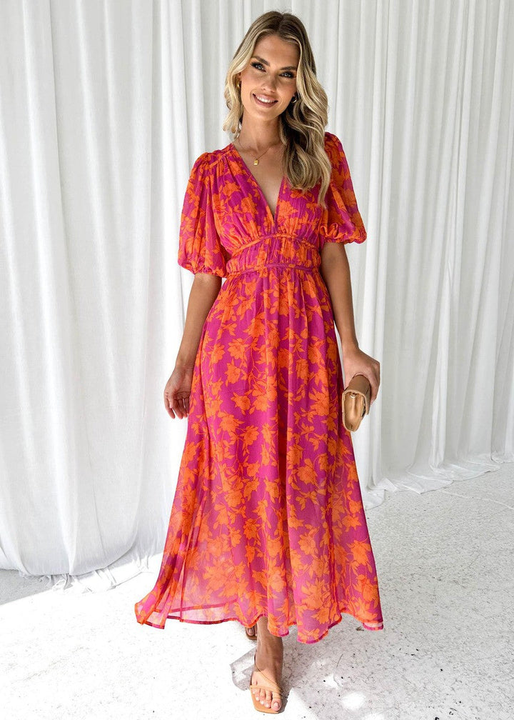 Women's Wedding Guest Midi Dress | Floral Long Sleeve