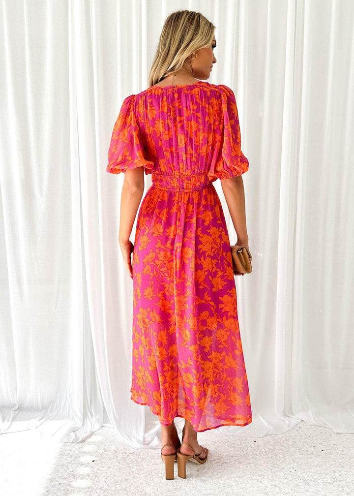 Women's Wedding Guest Midi Dress | Floral Long Sleeve