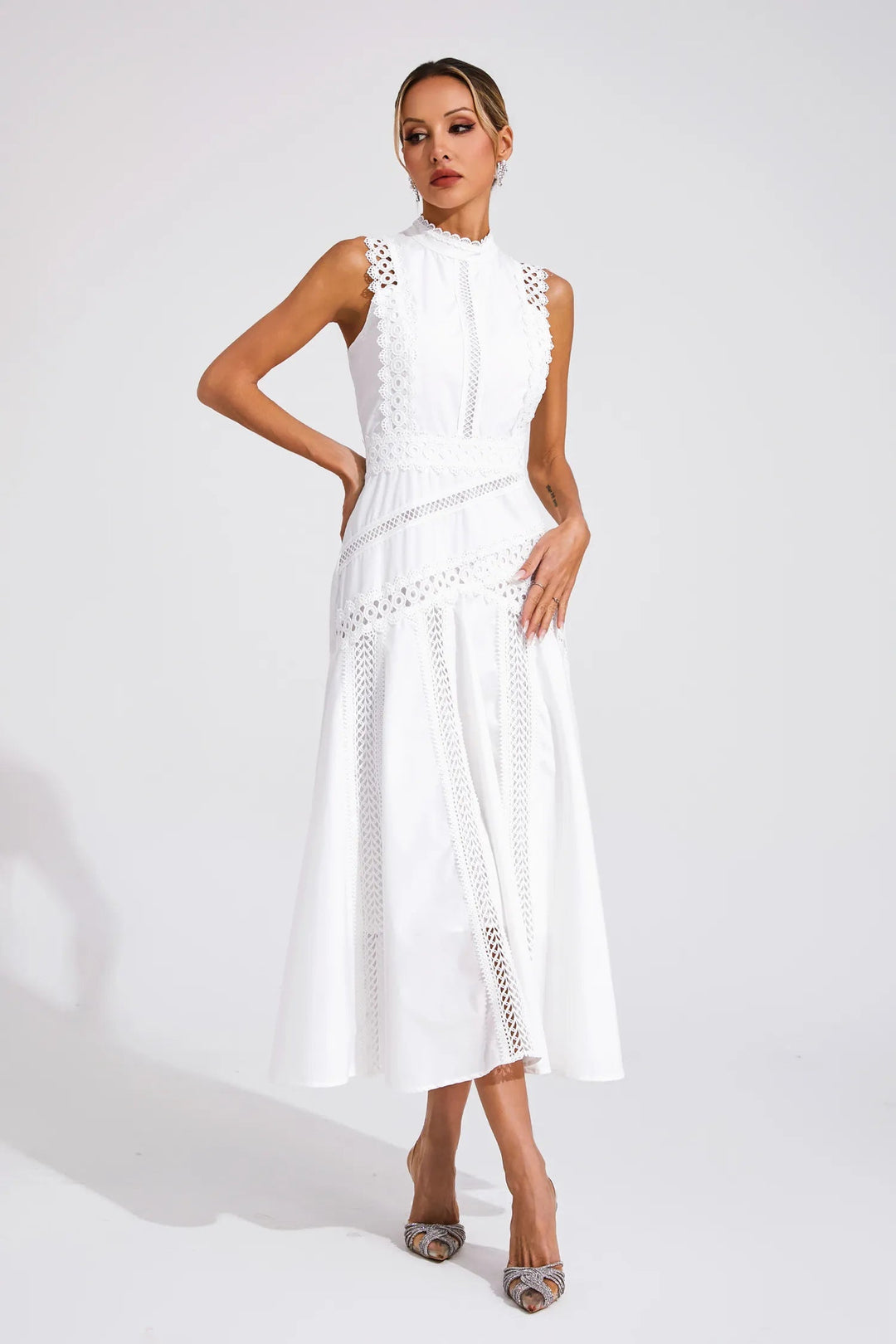 Women's Wedding Guest Midi Dress | Sleeveless Lace