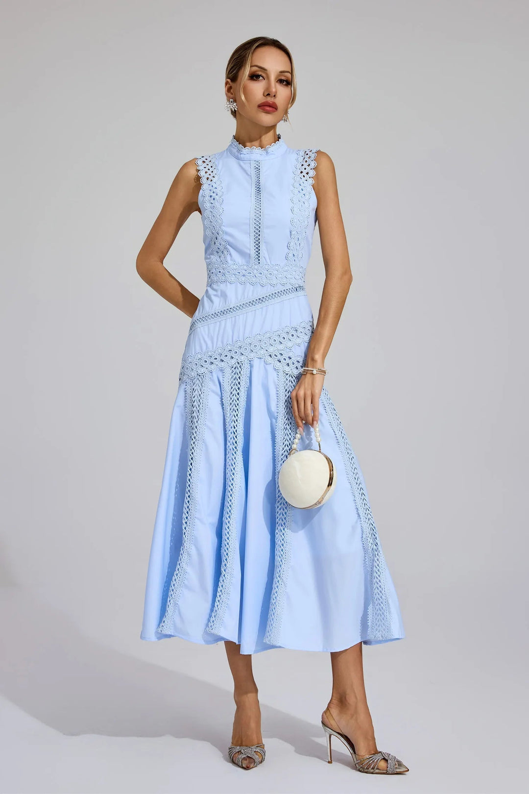 Women's Wedding Guest Midi Dress | Sleeveless Lace
