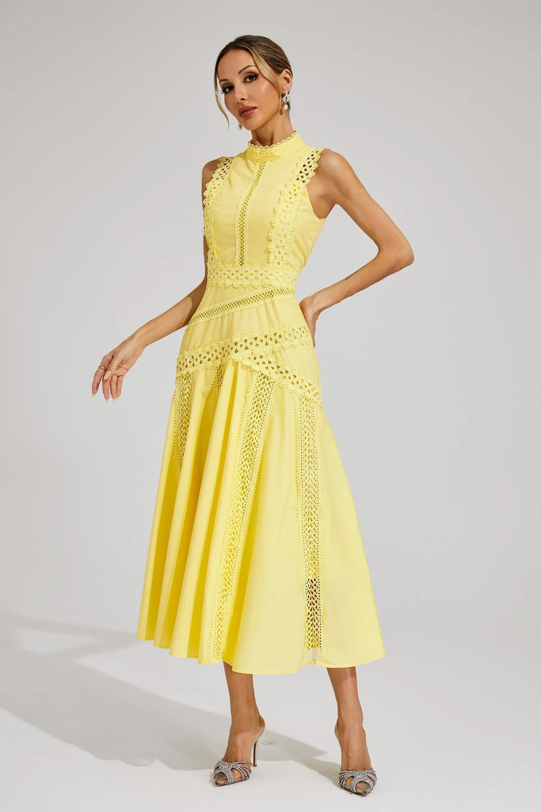 Women's Wedding Guest Midi Dress | Sleeveless Lace