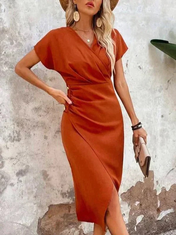 Women's Wedding Guest Midi Dress | Wrap V-Neck