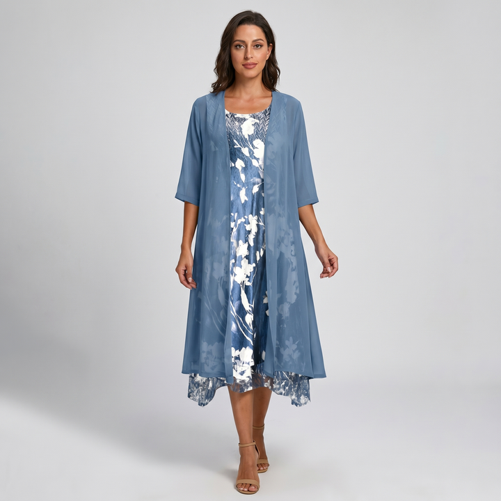 Women's Dress | Layered Open Front Midi