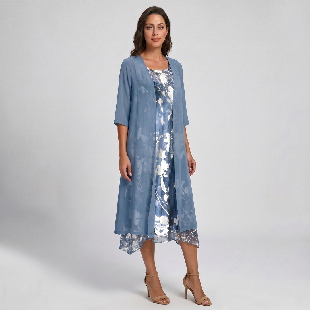 Women's Dress | Layered Open Front Midi