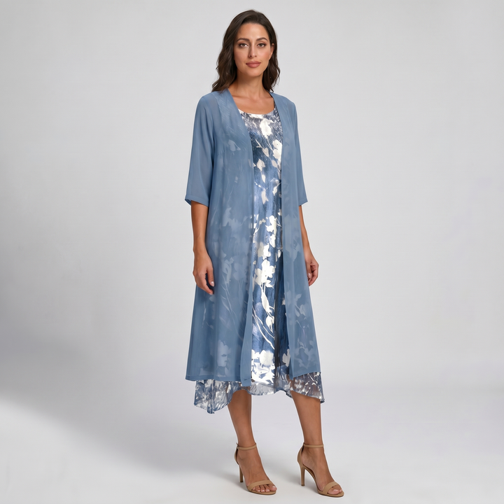 Women's Dress | Layered Open Front Midi