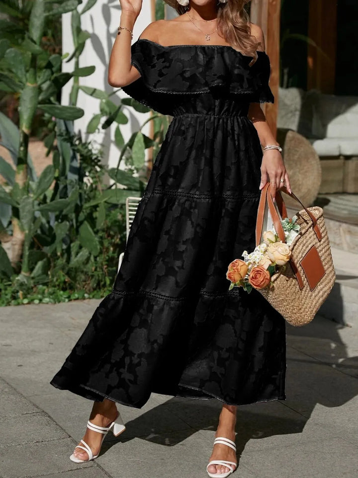 Women's Wedding Guest Midi Dress | Off-Shoulder Tiered