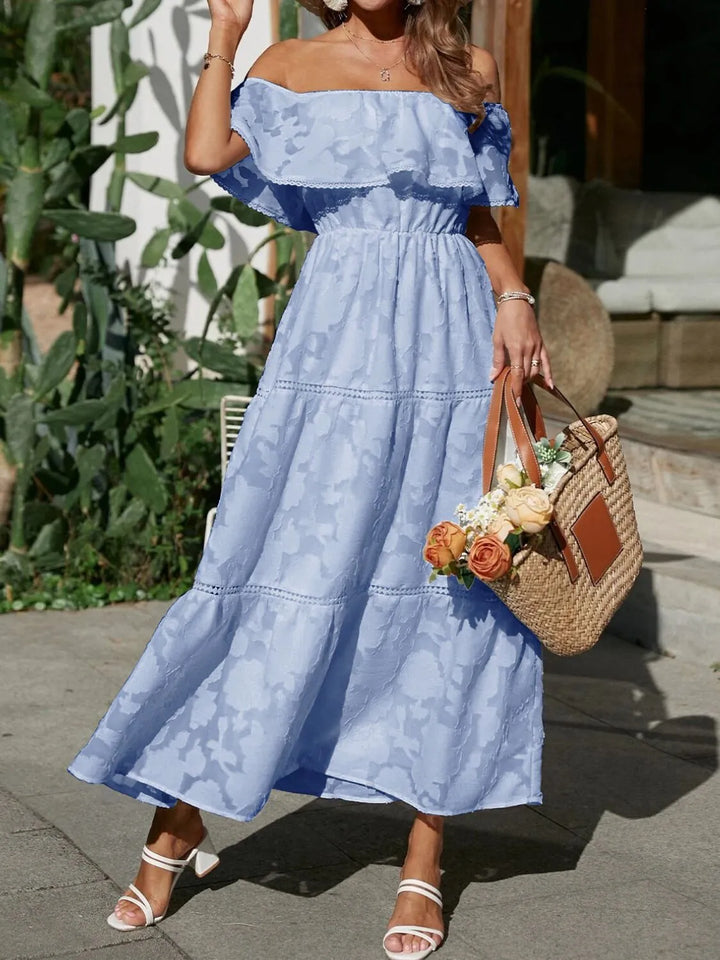 Women's Wedding Guest Midi Dress | Off-Shoulder Tiered