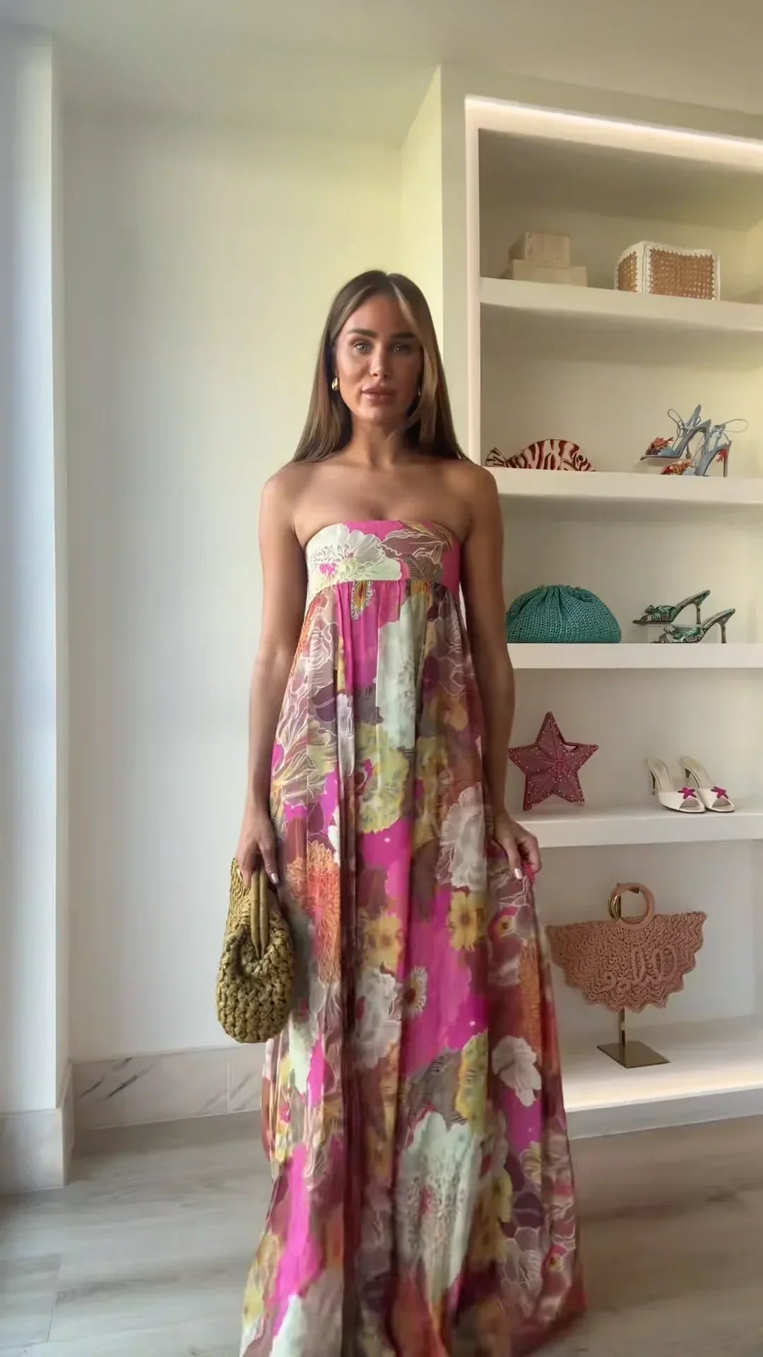 Women's Wedding Guest Maxi Dress | Strapless Floral