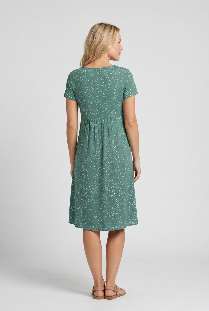 Women's Summer Dress | V Neck Short Sleeve Midi