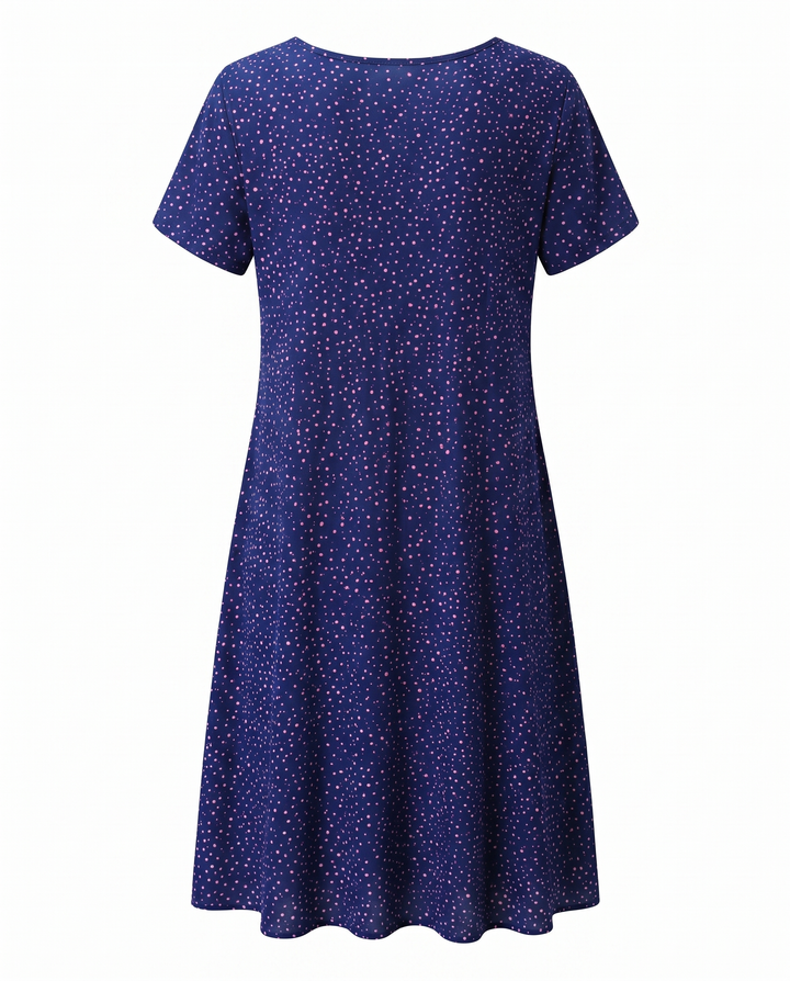 Women's Summer Dress | V Neck Short Sleeve Midi