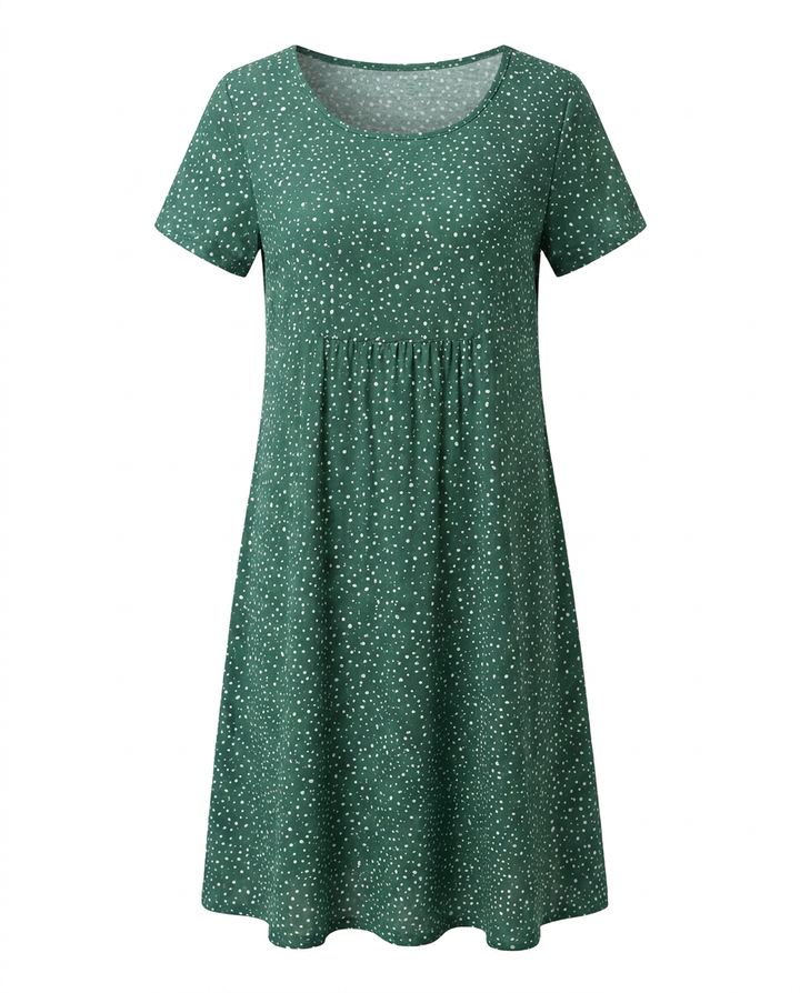 Women's Summer Dress | V Neck Short Sleeve Midi