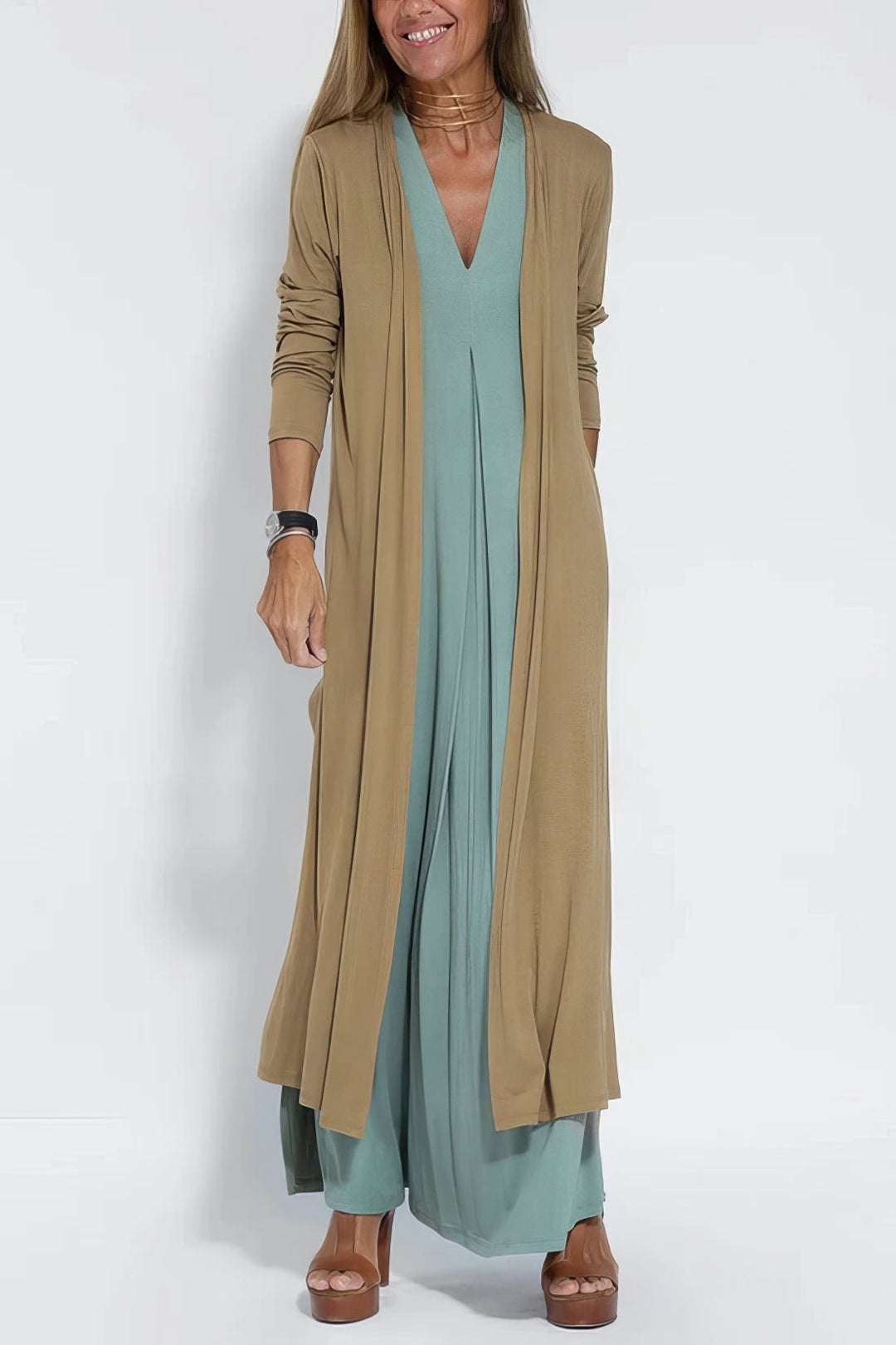 Women's Dress  | Layered Maxi with Cardigan